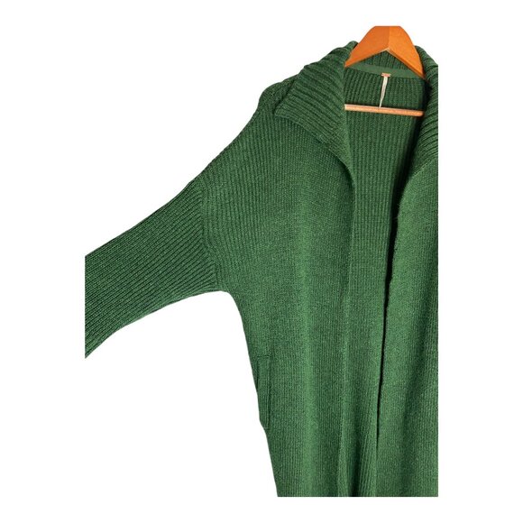 Free People Finely Maxi Green Cardi Wool Blend Cardigan-sz Small - Picture 9 of 10